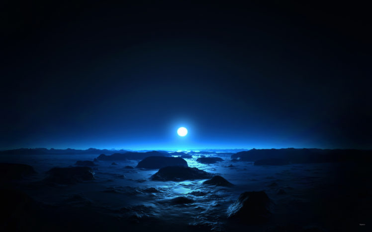 sea, Moon, At, Mid, Night HD Wallpaper Desktop Background