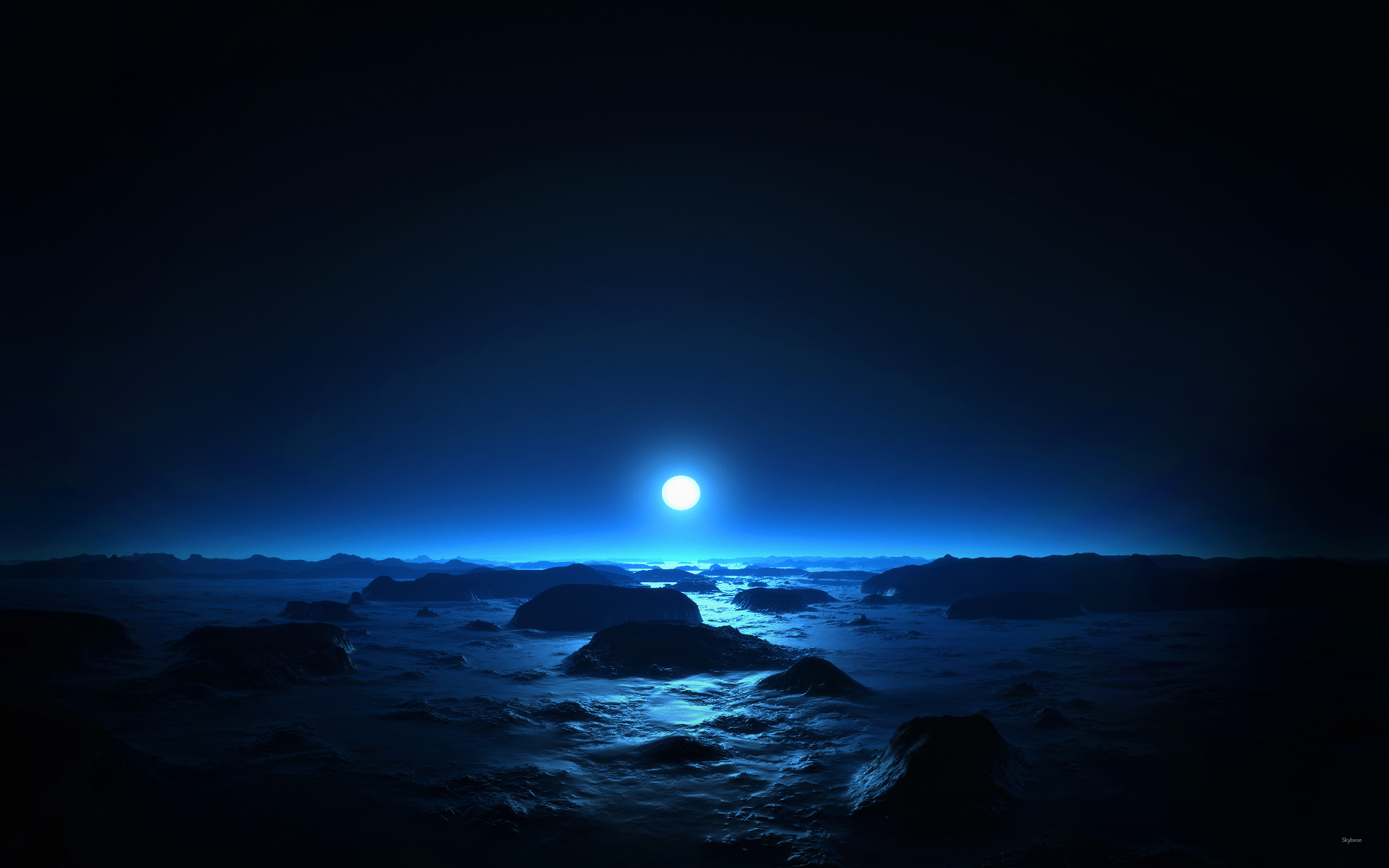 sea, Moon, At, Mid, Night Wallpaper