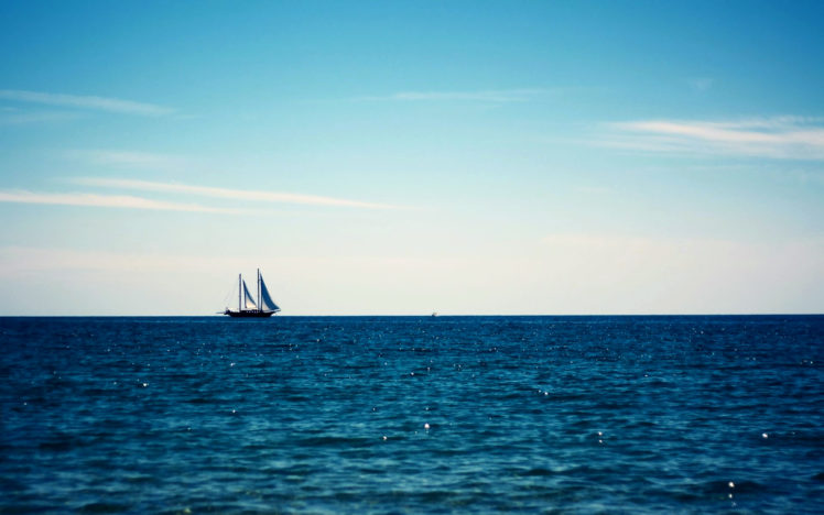 boat, Sailing, In, The, Blue, Sea HD Wallpaper Desktop Background