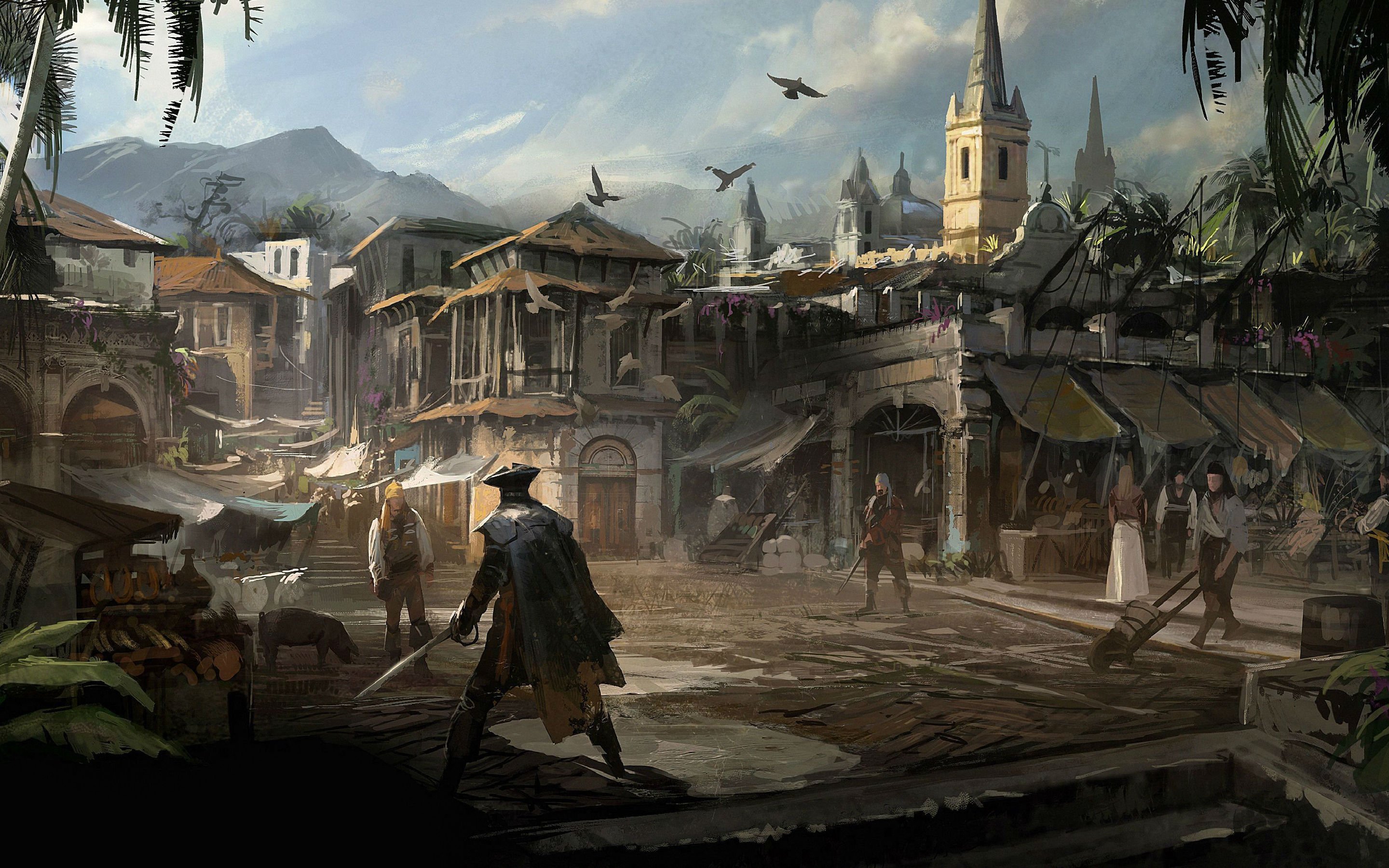 assassins, Creed, Black, Flag, Fantasy, Fighting, Action, Stealth, Adventure, Pirate Wallpaper