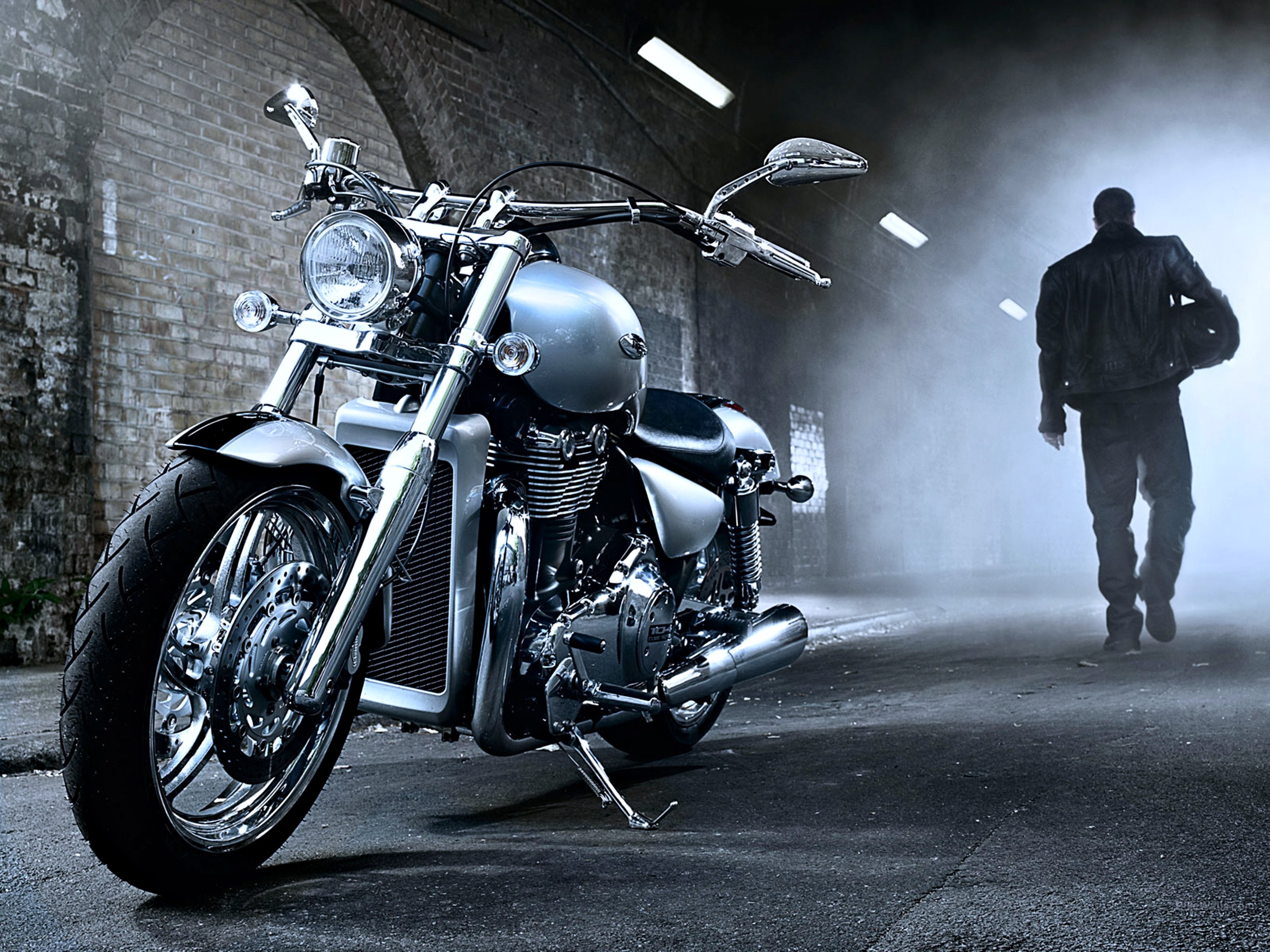 motorcycle, Harley davidson, Man, Fog Wallpaper