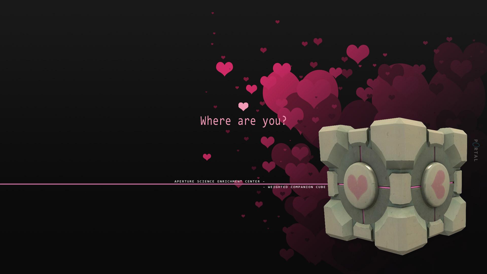 science, Portal, Love, Companion, Cube Wallpaper