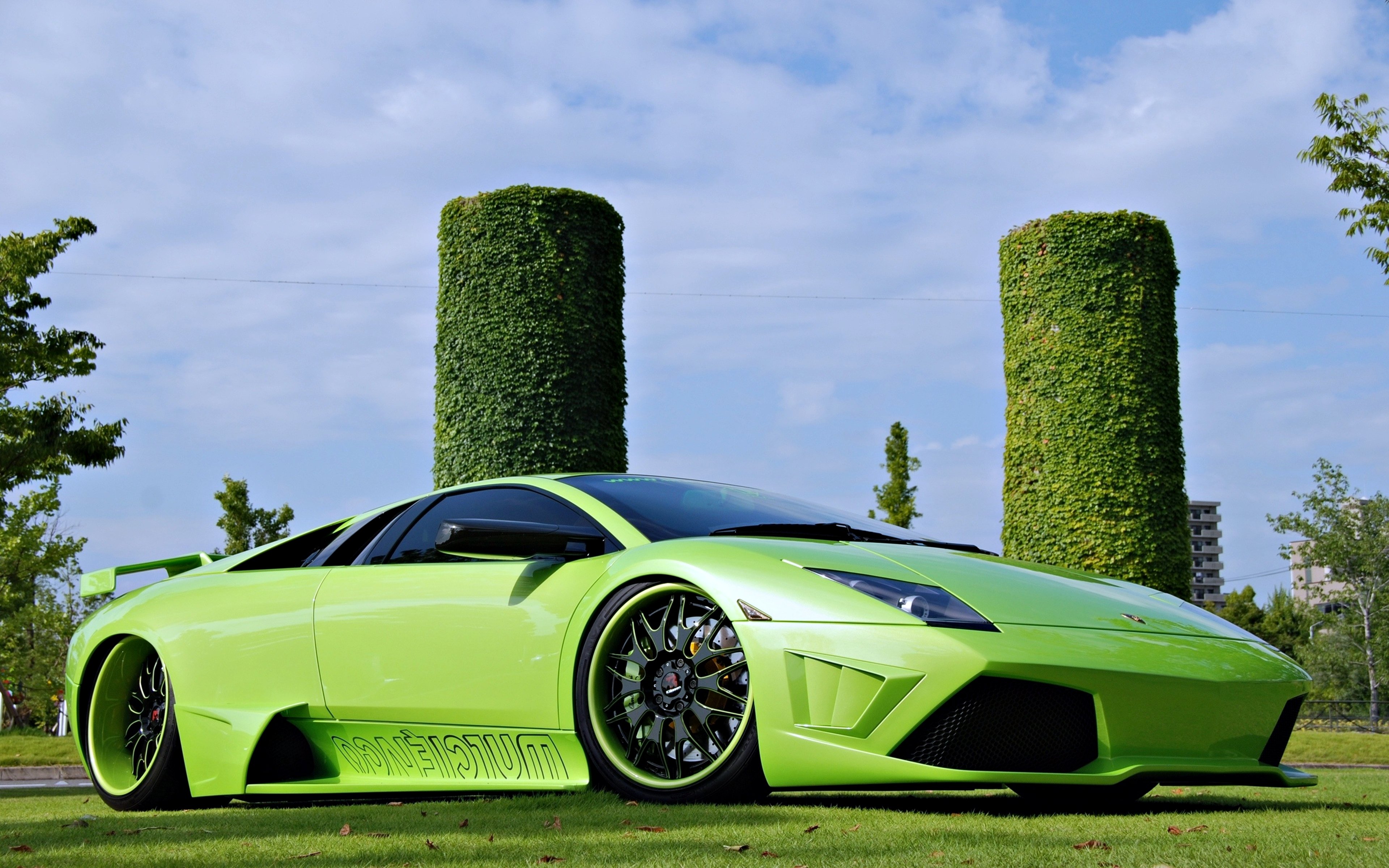 cars, Lamborghini, Murcielago, Motors, Green, Speed Wallpaper