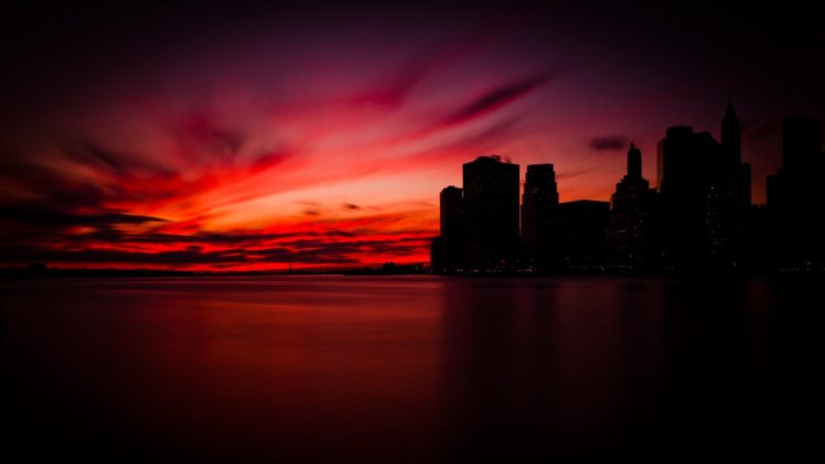 sunset, Manhattan HD Wallpaper Desktop Background