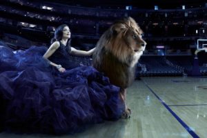 beauty, And, Beast, Woman, And, Lion, Arena
