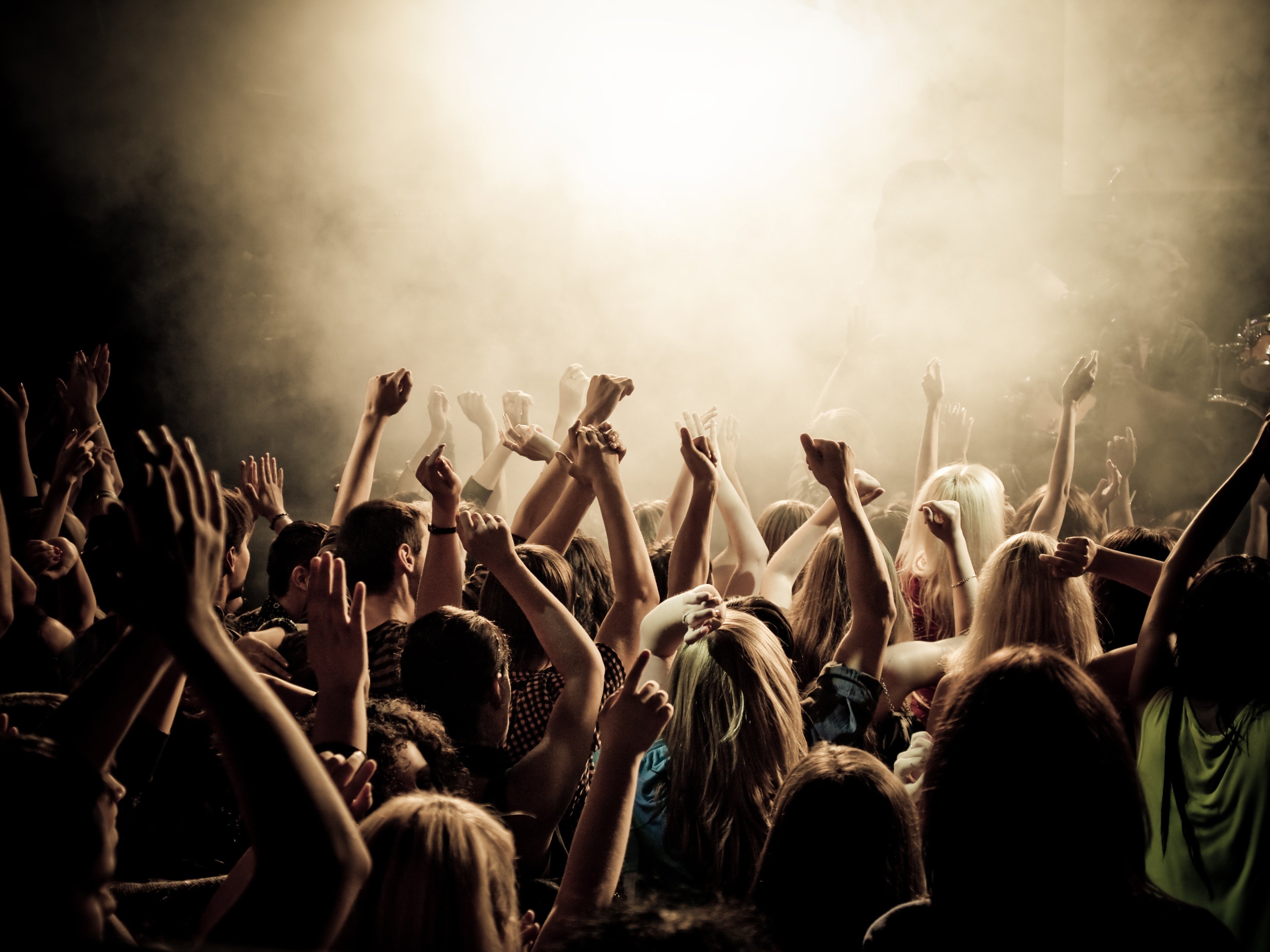 crowd concert arms raised music Wallpaper
