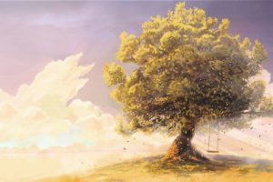 swings artwork drawings tree, Sky, Cloud, Beautiful, Anime