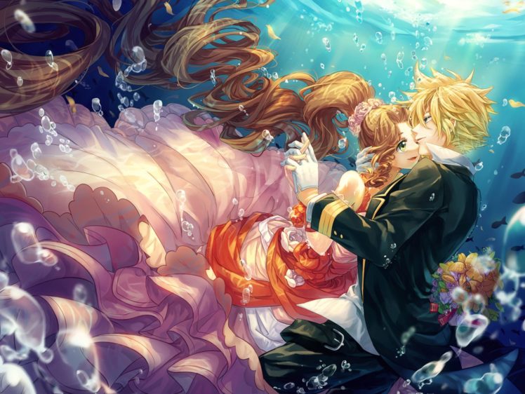 anime, Final fantasy vii cloud, Water, Cat princess short hair HD Wallpaper Desktop Background