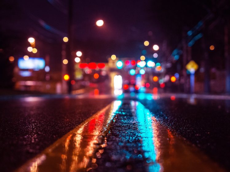 wet, Road, On,  , Rainy, Night HD Wallpaper Desktop Background