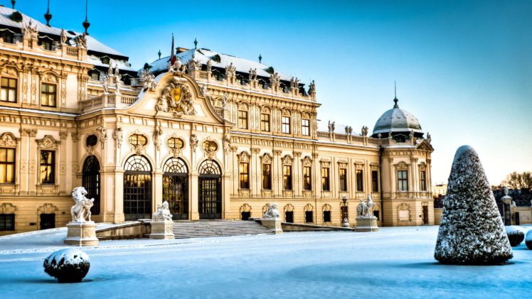 austria, Castle, Winter, Wien, Belvedere, Snow, Cities HD Wallpaper Desktop Background