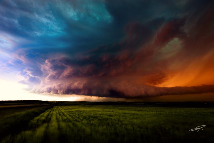 canada, Alberta, Canada, Storm, Sky, Clouds, Field, Grass, Nature, Landscape, Rain HD Wallpaper Desktop Background