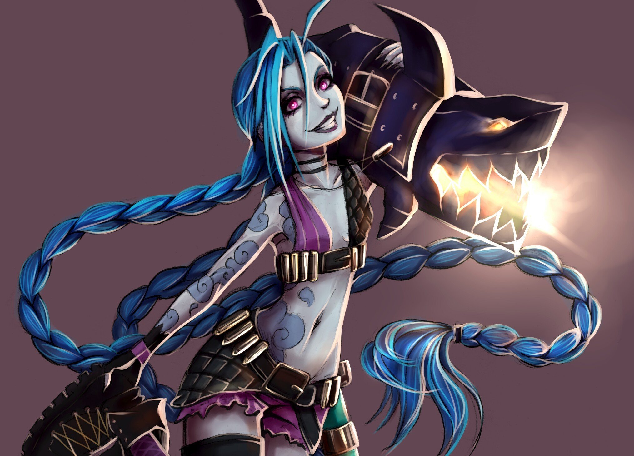league, Of, Legends, Jinx, Jinx, Shark, Cartridges Wallpaper