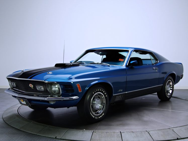 mustang, Mach 1 428, Super cobra jet 1970, Cars, Old, Classic, Motors, Speed, Blue HD Wallpaper Desktop Background