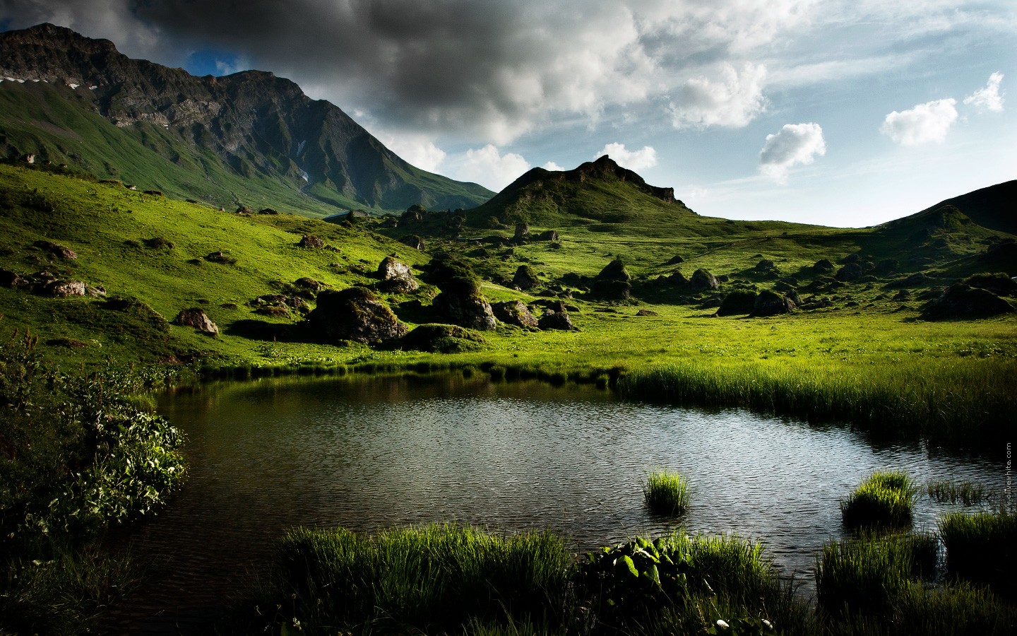 water, Mountains, Summer, France, Ponds, Lakes Wallpaper