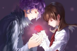 anime, Couple, Rose, Flower, Love, Girl, Male