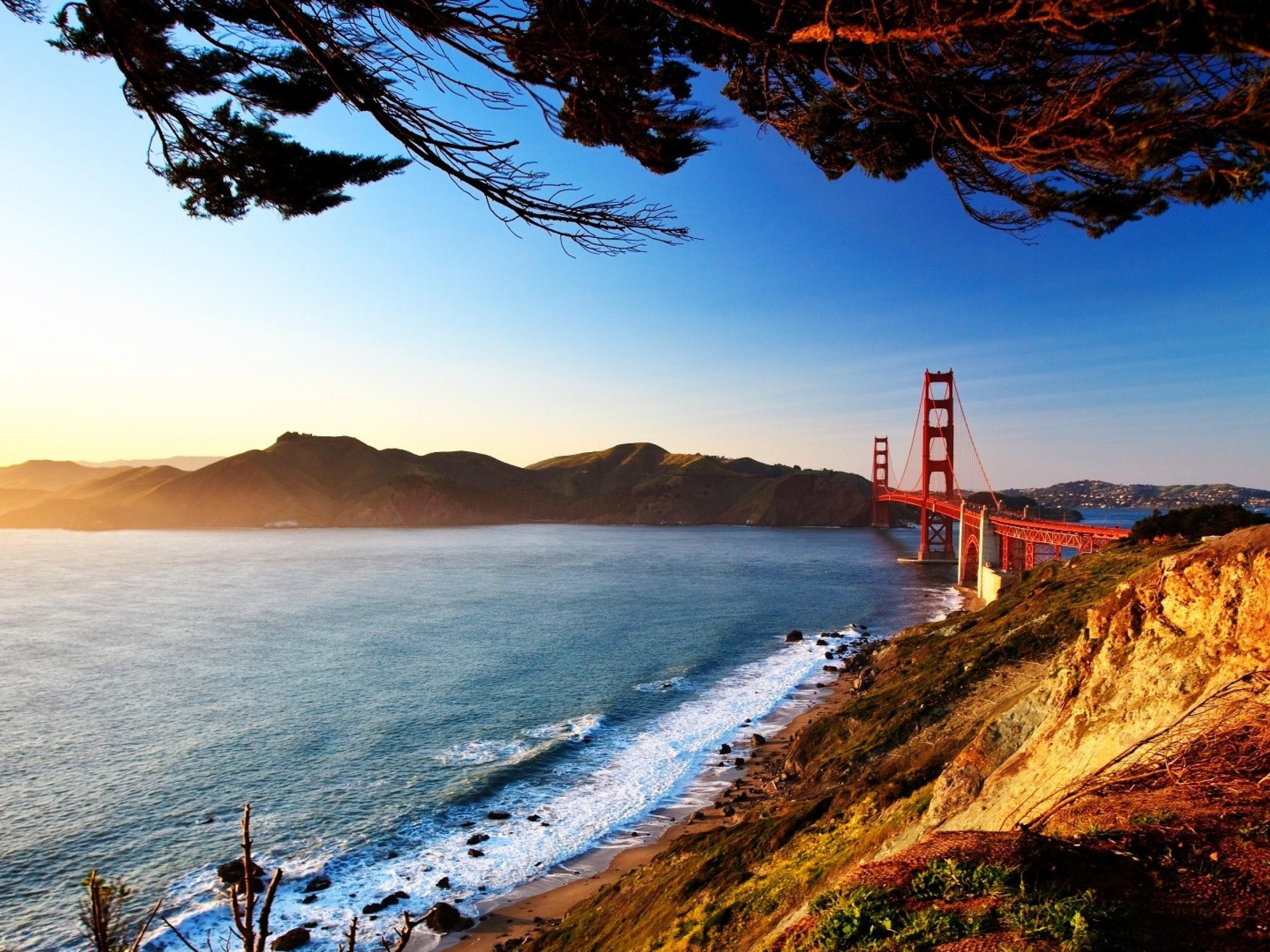water, Landscapes, Nature, Sun, Bridges, Golden, Gate, Bridge, San, Francisco Wallpaper