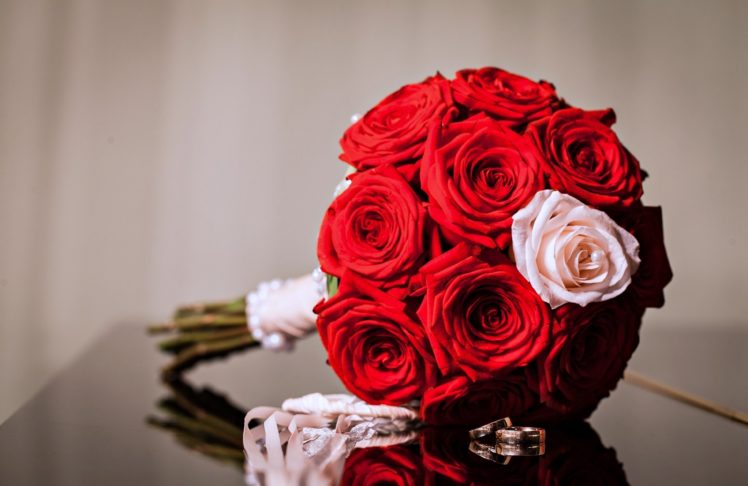 flowers, Roses, Red, Bouquet, Love, Rings, Marriage, Engagement, Romantice, Life, Happy, Emotions HD Wallpaper Desktop Background