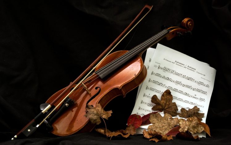 music, Instrument, Violin, Notes, Love, Mood, Leaf HD Wallpaper Desktop Background