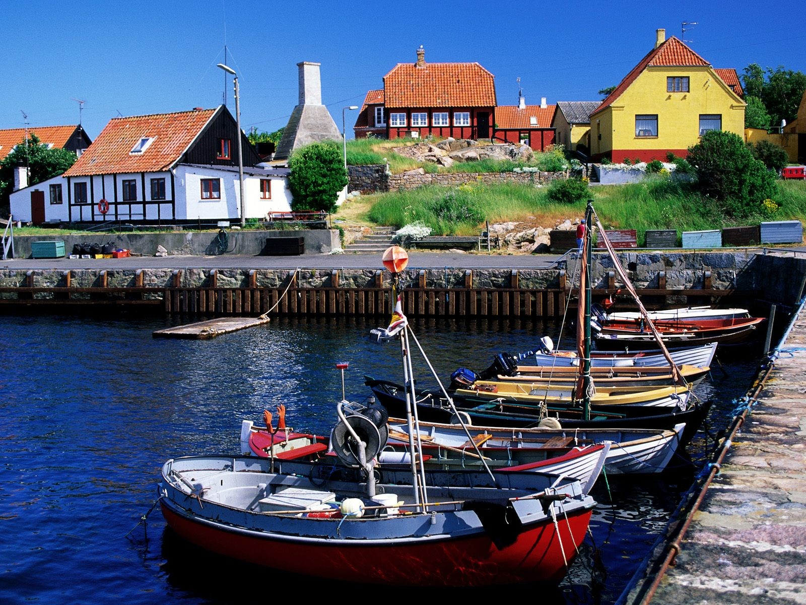 houses, Boats, Denmark, Bornholm Wallpaper