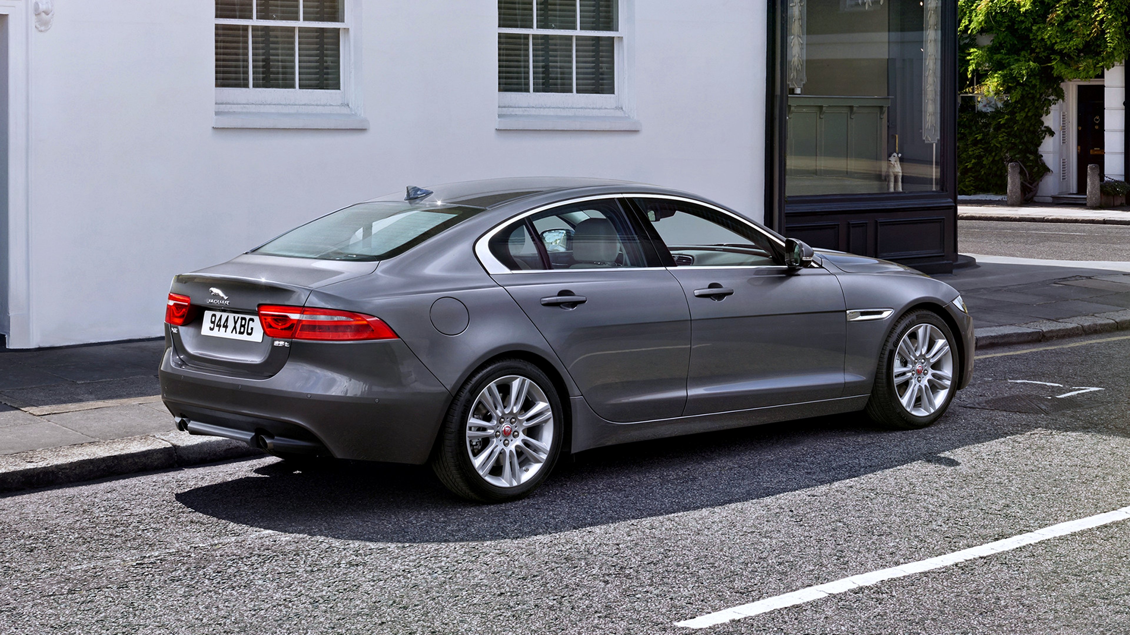 2015, Jaguar, Xe, Portfolio, Gray, City, Trees, Street, Cars, Motors, Speed Wallpaper