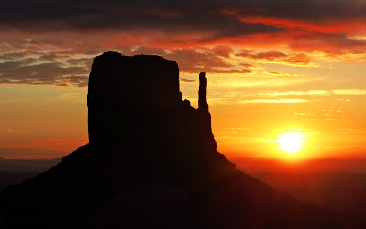 west, Mitten, Butte, Canyon, Sunset, Sky, Clouds, Summer, Mountains, Rocks, Landscape, Nature, Desert HD Wallpaper Desktop Background