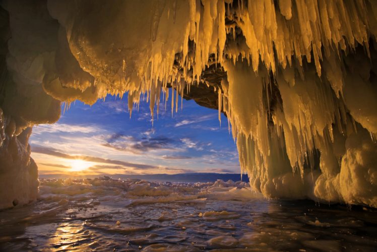 russia, Lake, Winter, Sunrise, Sunset, Baikal, Ice, Nature, Frozen HD Wallpaper Desktop Background