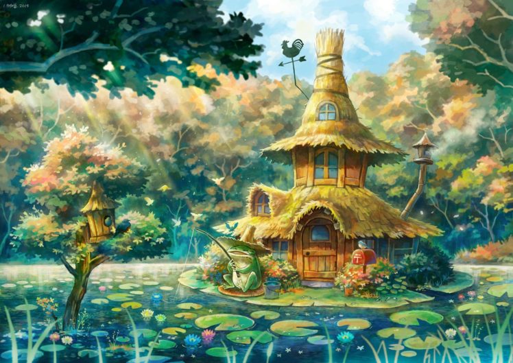 animal, Forest, Frog, Kemi, Neko, Landscape, Original, Scenic, Tree, Water HD Wallpaper Desktop Background