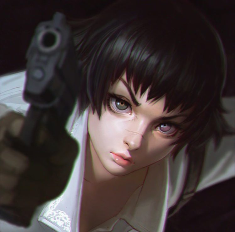 Anime Anime Girl Black Hair Devil May Cry Gun Lady Short