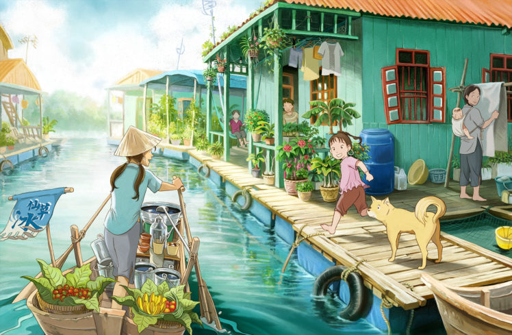animal, Barefoot, Boat, Brown, Hair, Dog, Fruit, Hat, Original, Shite, Kudasai, Water HD Wallpaper Desktop Background