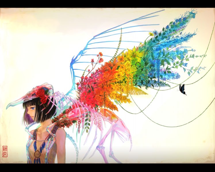 butterfly, Flowers, Fuji, Choko, Necklace, Original, Rose, Wings HD Wallpaper Desktop Background