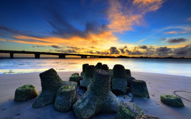 sunset, Sea, Bridge, Landscape HD Wallpaper Desktop Background