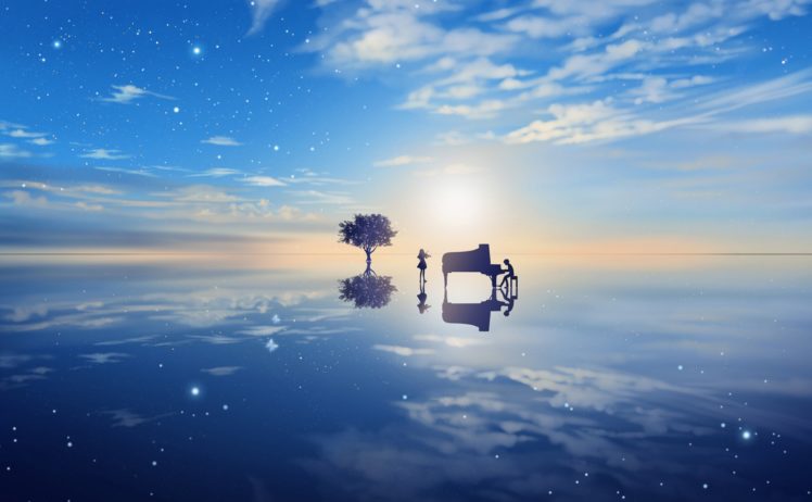 shigatsu, Wa, Kimi, No, Uso, Anime, Series, Piano, Blue, Tree, Violin, Music HD Wallpaper Desktop Background