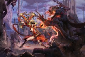 forsaken, World, Shenmo, Online, Fantasy, Mmo, Rpg, Perfect, 1fwso, Action, Fighting, Adventure, Dark, Age, Warrior, Vampire, Perfect, Detail, Girl, Girls, Artwork, Poster, Battle, Monster