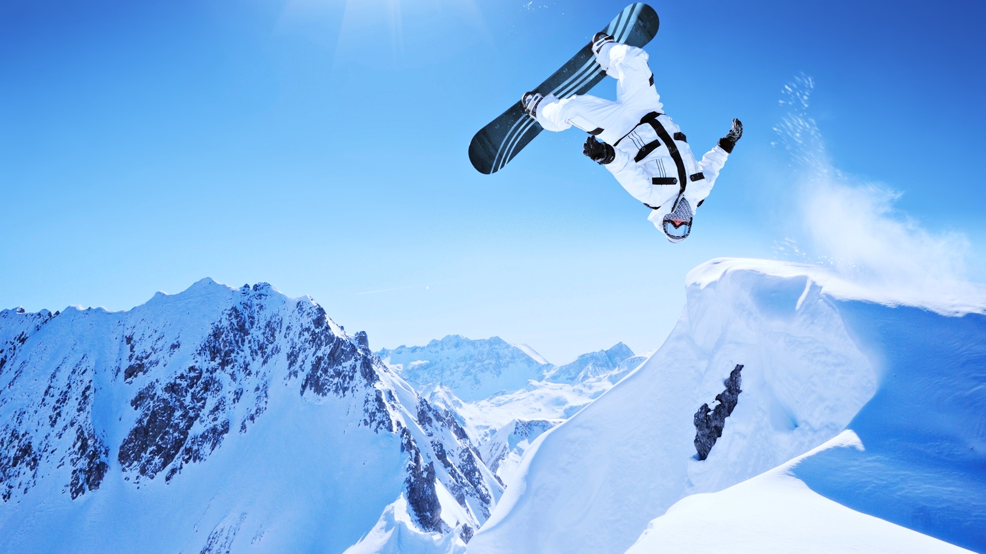 extreme, Snow, Snowboarding, Sports, Winter, Landscapes, Man, Mountains, Sky, Surfboard, Joy, Fun Wallpaper
