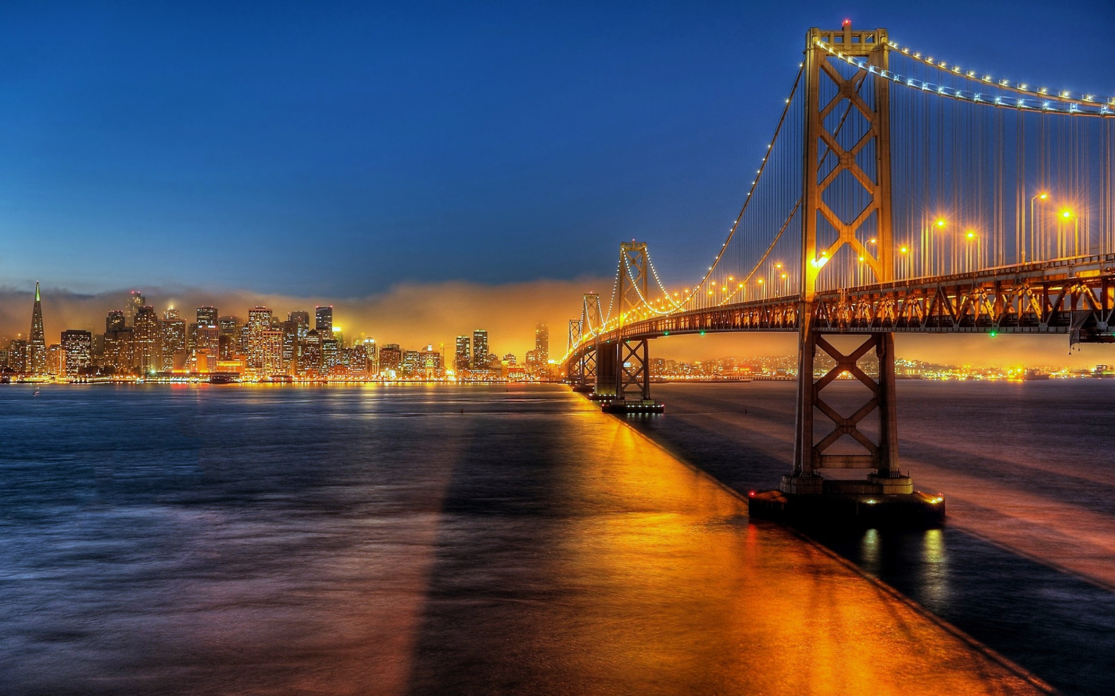 san Francisco City Usa Bridge Lights Rivers Sea Drawing 