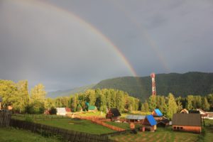 summer, Cottage, After, The, Rain, Rainbow, Clouds, Farm, Rustic