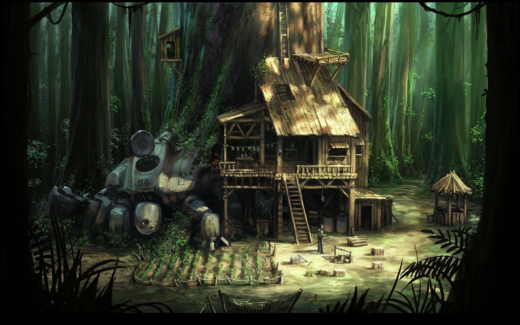 casa, En, El, Bosque Wallpaper