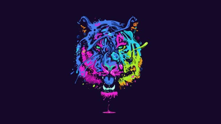 tiger, Tiger, Predator, Carnivore, Cat, Artwork, Psychedelic HD Wallpaper Desktop Background