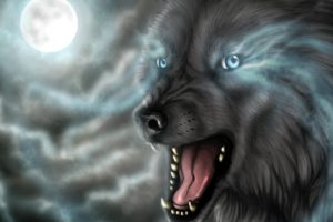 wolf, Wolves, Predator, Carnivore, Artwork, Moon