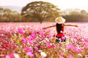 kids, Children, Childhood, Girls, Joy, Happy, Spring, Nature, Landscapes, Earth, Flowers, Pink, Rose, Trees, Countryside, Fun, Life