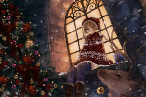 animal, Boots, Christmas, Hat, Original, Pantyhose, Pisuke, Reindeer, Tree