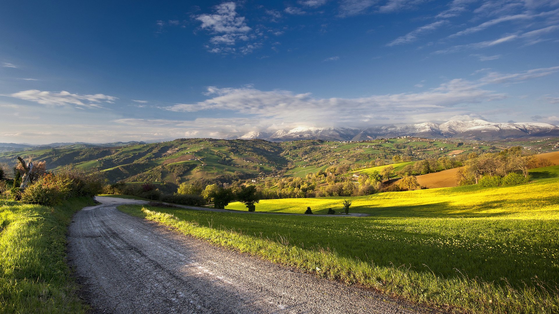 landscape, Field, Summer, Road, Nature, Mountain, Cloud, Sky, Beauty Wallpaper