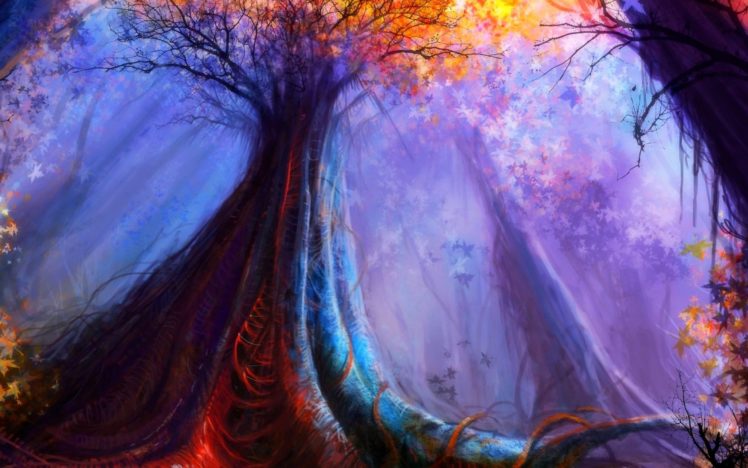 artwork, Fantasy, Magical, Art, Forest, Tree, Landscape, Nature, Autumn HD Wallpaper Desktop Background