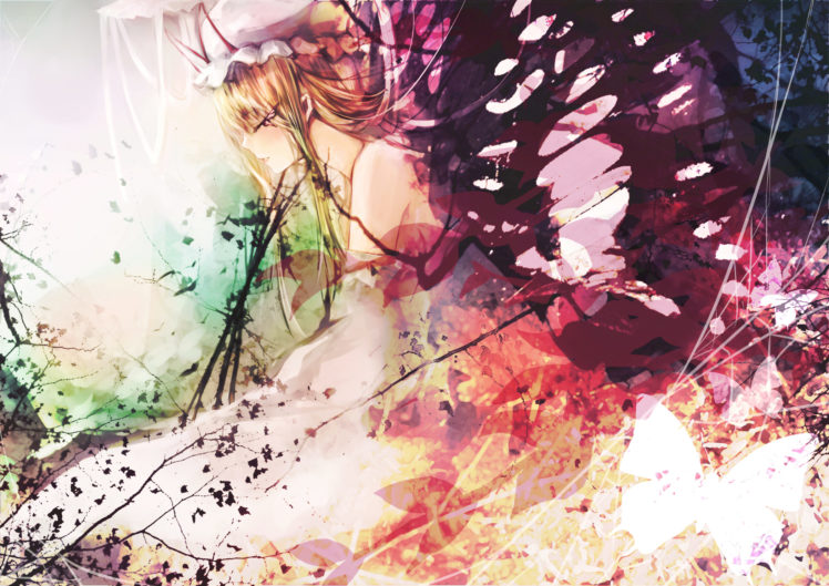 butterfly, Nakadai, Chiaki, Touhou, Wings, Yakumo, Yukari HD Wallpaper Desktop Background