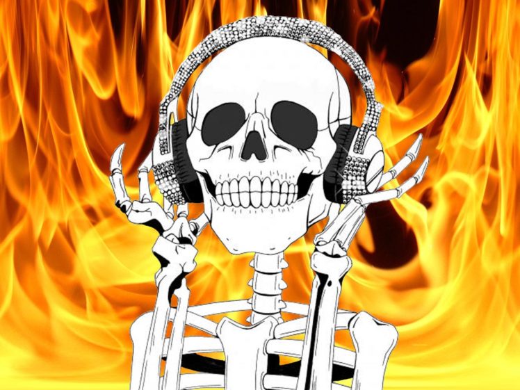 skulls, Music, Fire HD Wallpaper Desktop Background