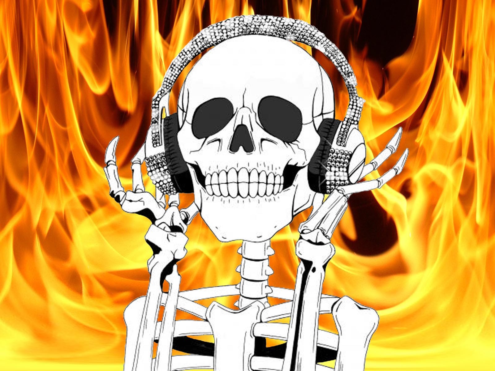 skulls, Music, Fire Wallpaper