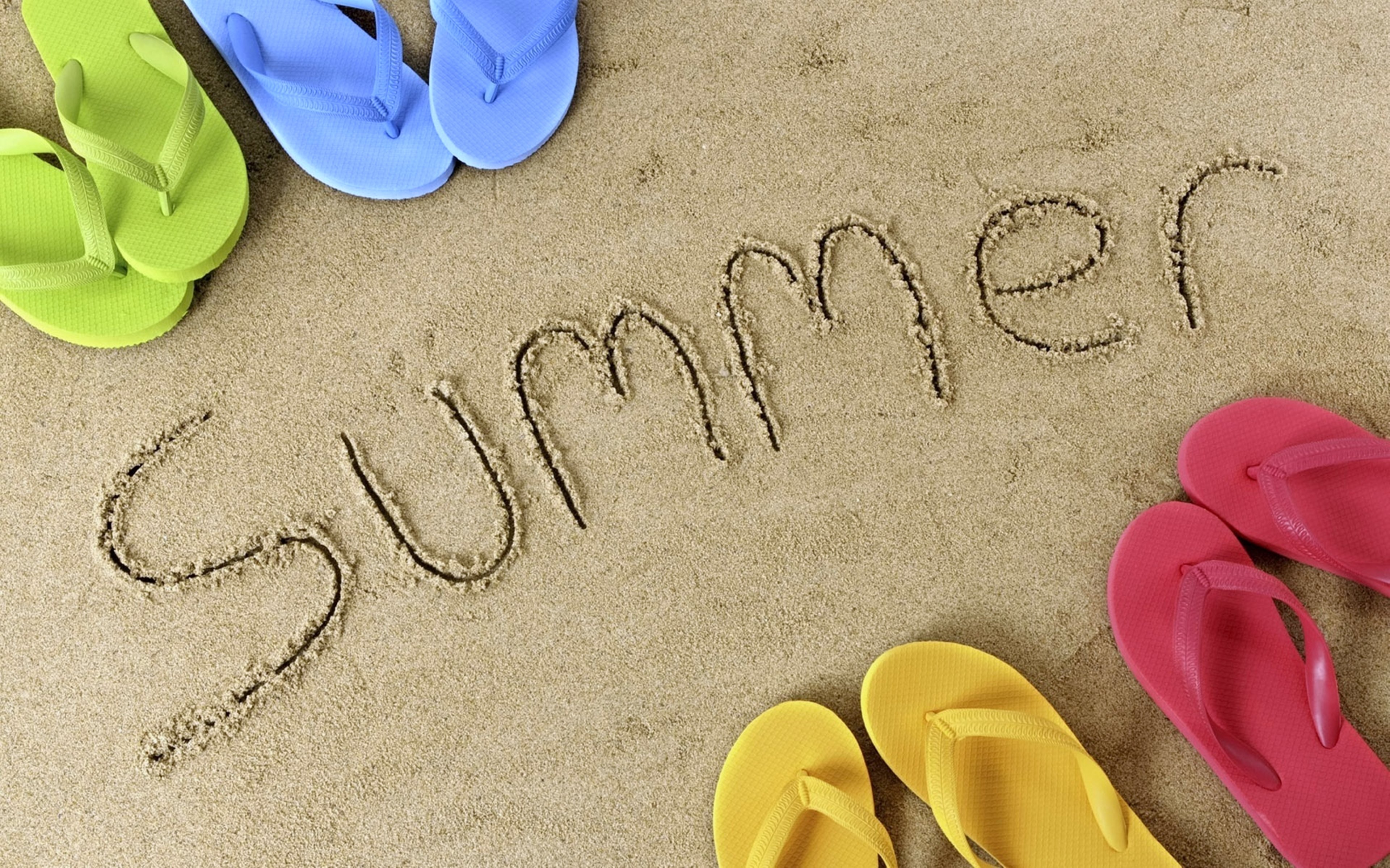 summer, Sand, Beaches, Fun, Joy, Happy, Holiday, Family, Sea, Sandal, Colors, Slipper Wallpaper