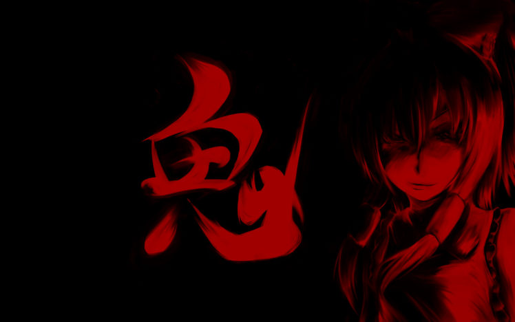 black, Dark, Hakurei, Reimu, M, U, G, E, N, Monochrome, Red, Touhou HD Wallpaper Desktop Background
