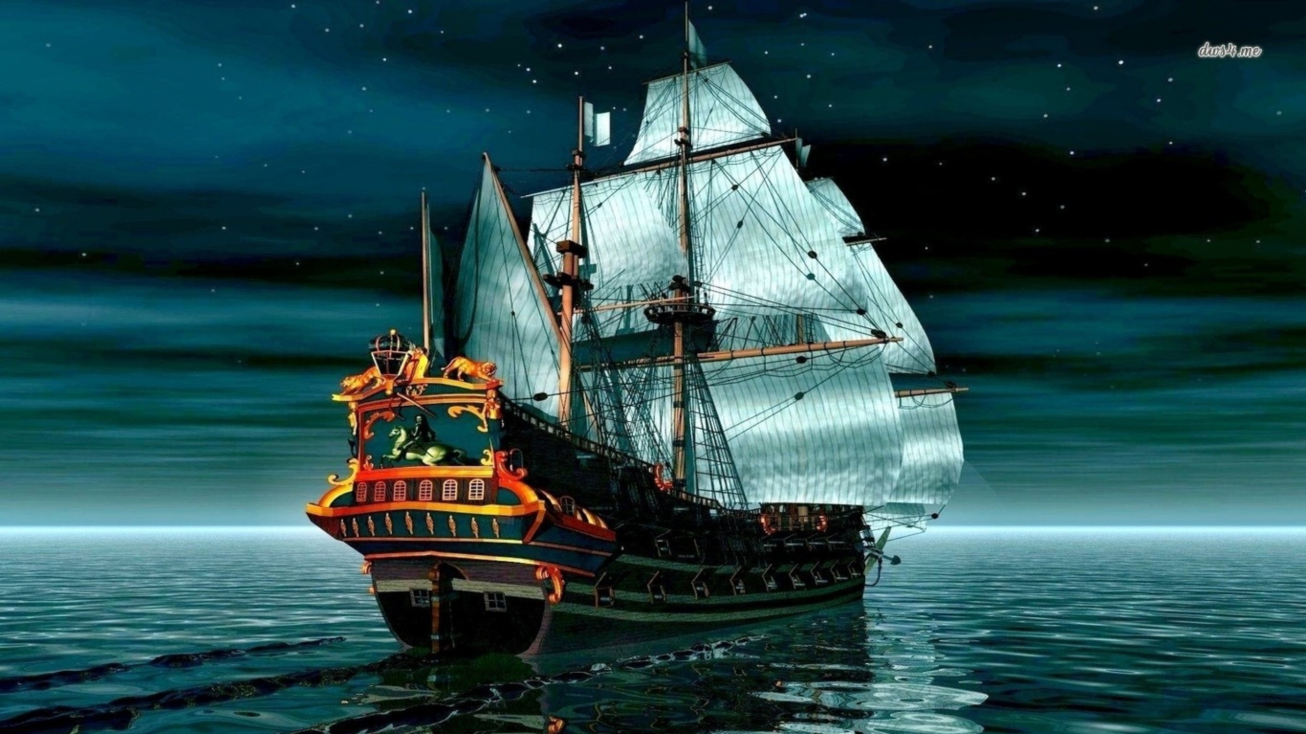 fantasy, Ship, Boat, Art, Artwork, Ocean, Sea Wallpaper