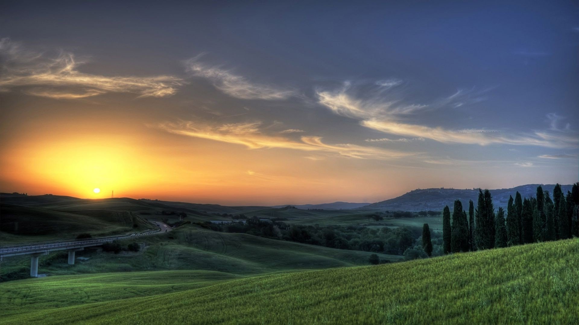 nature, Tree, Meadow, Field, Sunset, Valley Wallpapers HD / Desktop and Mob...